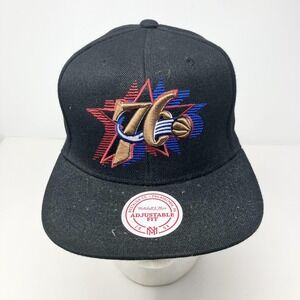 Philadelphia 76ers Hat Cap Snap Back Mens Black NBA Basketball Hardwood Classics